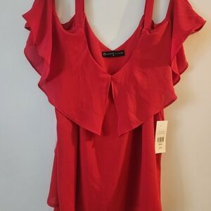 Fashion to Figure Red Ruffled Tie Front Blouse